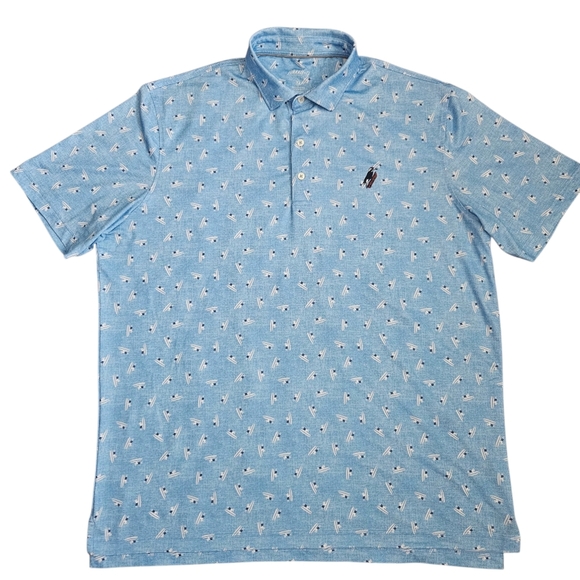 johnnie-O Other - Johnnie-O Men's Malibu Blue Maple Surfer Short Sleeve Golf Polo Shirt XL